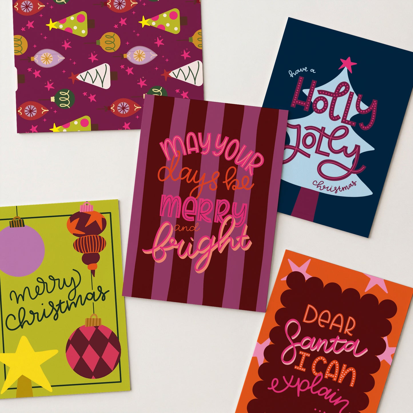 Set van 5 wenskaarten - Cherry Pop - Kerst 2025